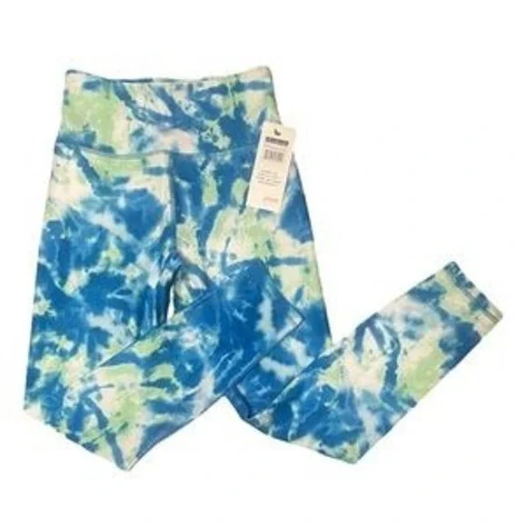 NWT WILDFOX $68 Blue Sapphire/Green Ash Wash Tie Dye Leggings Size S - Picture 2 of 3